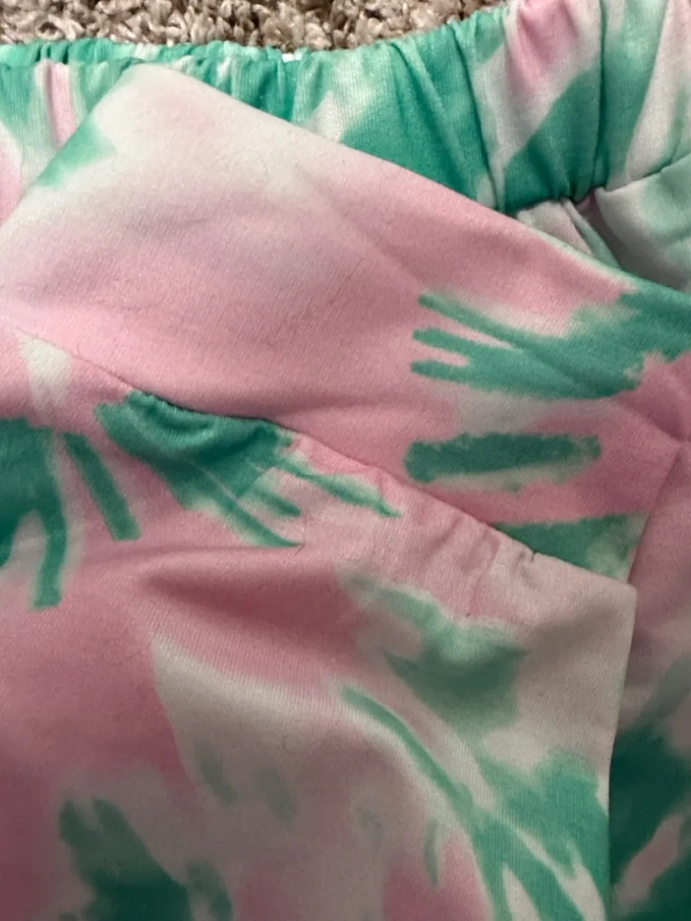 Trendy Girls Pink & Teal Tie-Dye Daisy Stretchy Hoodie& Jogger Pants Set Size 9Y
